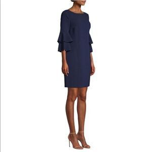 Trina Turk Leona Ruffle Sleeve Dress in Indigo Blue Women’s Size 0